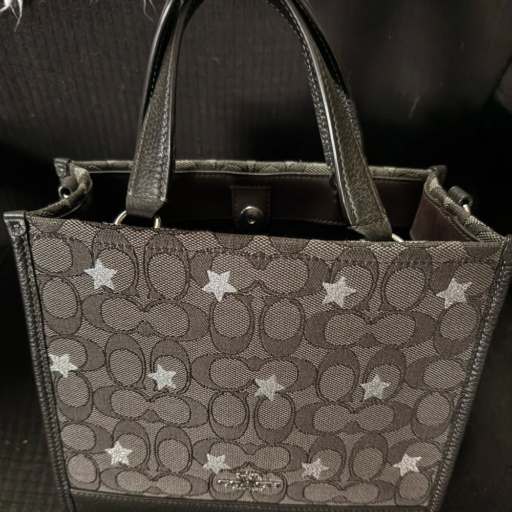 Coach Black Small Tote Bag with Silver Star Design - Picture 2 of 7